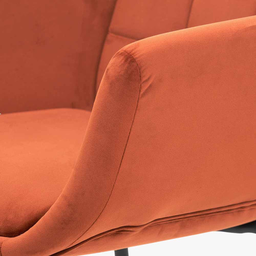 Pacific Lifestyle Alba Cinnamon Velvet And Black Metal Carver Dining Chair