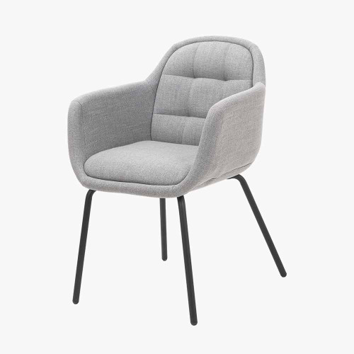 Pacific Lifestyle Alba Grey Linen Mix And Black Metal Carver Dining Chair