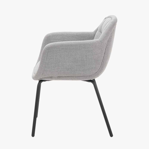 Pacific Lifestyle Alba Grey Linen Mix And Black Metal Carver Dining Chair