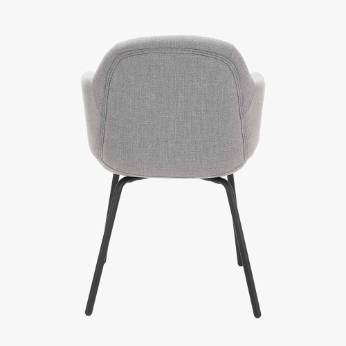 Pacific Lifestyle Alba Grey Linen Mix And Black Metal Carver Dining Chair