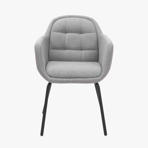 pacific lifestyle Alba Grey Linen Mix and Black Metal Carver Dining Chair