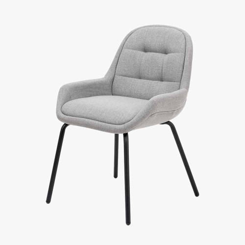 Pacific Lifestyle Alba Grey Linen Mix And Black Metal Dining Chair