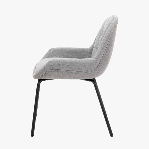 Pacific Lifestyle Alba Grey Linen Mix And Black Metal Dining Chair