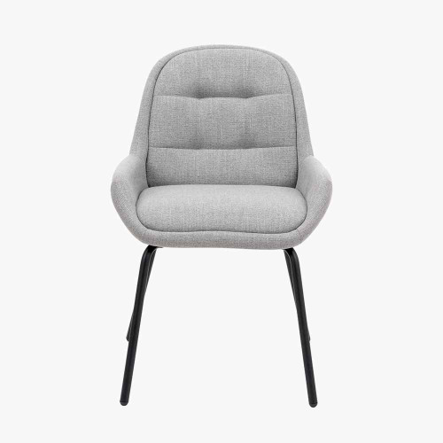 pacific lifestyle Alba Grey Linen Mix and Black Metal Dining Chair
