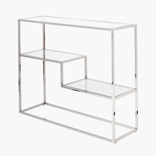 Pacific Lifestyle Aleandra Clear Glass And Silver Metal Console Table