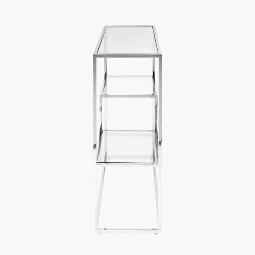 Pacific Lifestyle Aleandra Clear Glass And Silver Metal Console Table