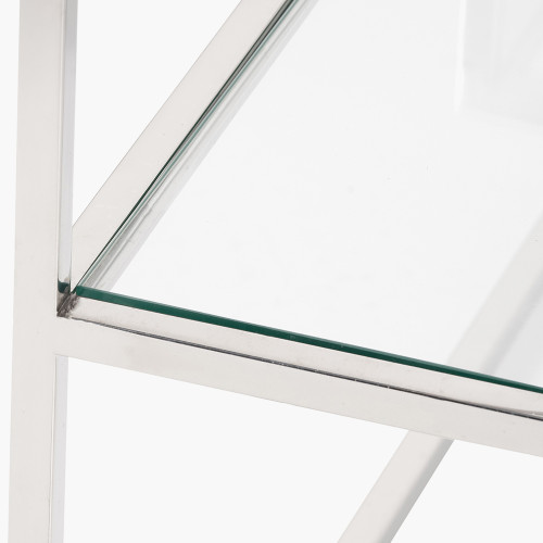 Pacific Lifestyle Aleandra Clear Glass And Silver Metal Console Table