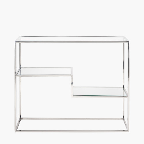 pacific lifestyle Aleandra Clear Glass and Silver Metal Console Table
