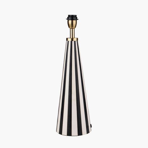 Pacific Lifestyle Alejo Black And White Stripe Conical Resin Table Lamp Base