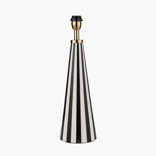 Pacific Lifestyle Alejo Black And White Stripe Conical Resin Table Lamp Base