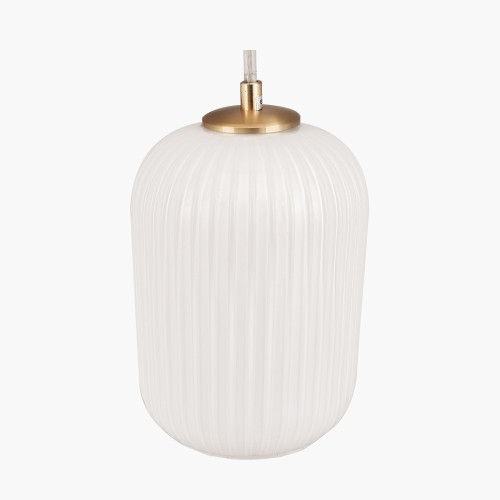 Pacific Lifestyle Alessia White Glass And Gold Metal Ribbed Glass Pendant