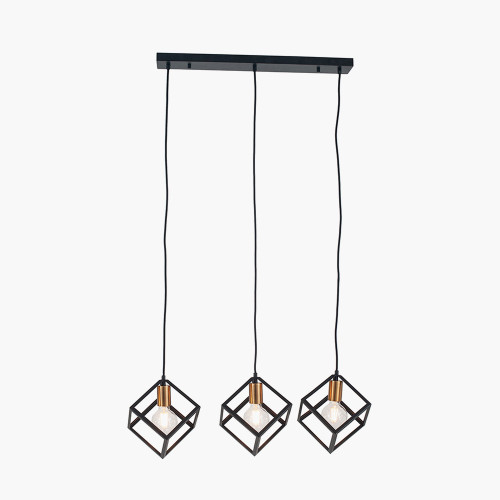 Pacific Lifestyle Alessio Matt Black Metal 3 Cube Pendant