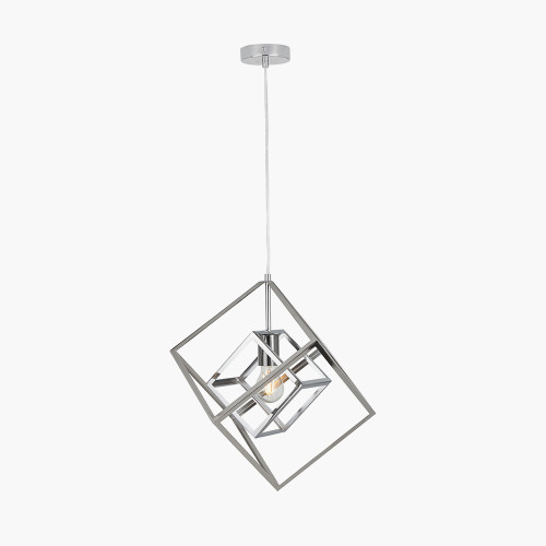 Pacific Lifestyle Alessio Shiny Nickel Metal Cube Pendant