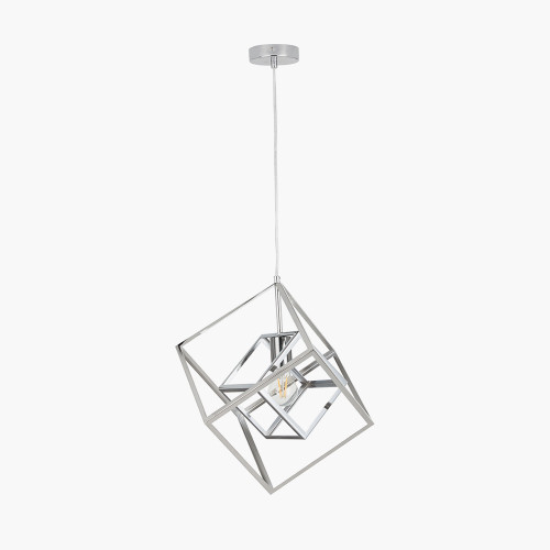 Pacific Lifestyle Alessio Shiny Nickel Metal Cube Pendant