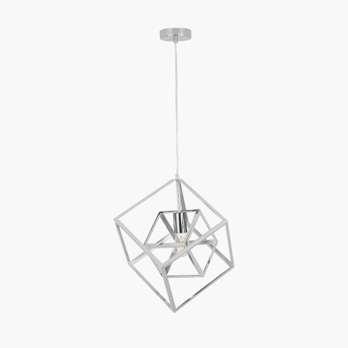 Pacific Lifestyle Alessio Shiny Nickel Metal Cube Pendant