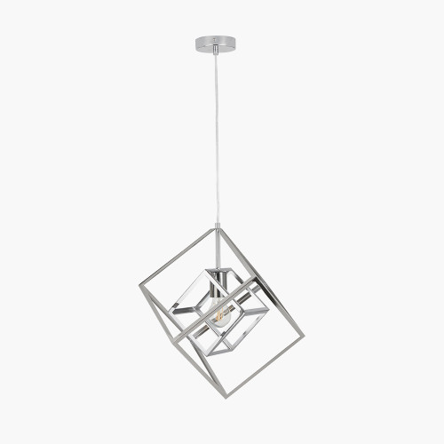 pacific lifestyle Alessio Shiny Nickel Metal Cube Pendant