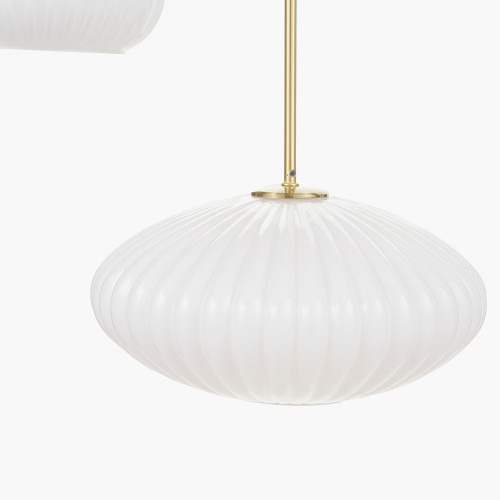 Pacific Lifestyle Alexa White Ribbed Glass And Gold Metal Multi Drop Pendant