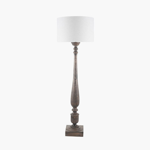 Pacific Lifestyle Alia Grey Wash Turned Mango Wood Floor Lamp Base
