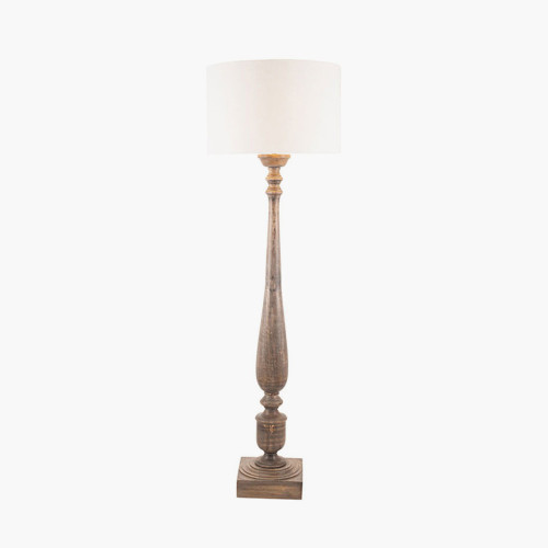 Pacific Lifestyle Alia Grey Wash Turned Mango Wood Floor Lamp Base