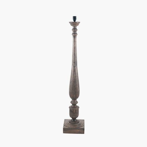 pacific lifestyle Alia Grey Wash Turned Mango Wood Floor Lamp Base