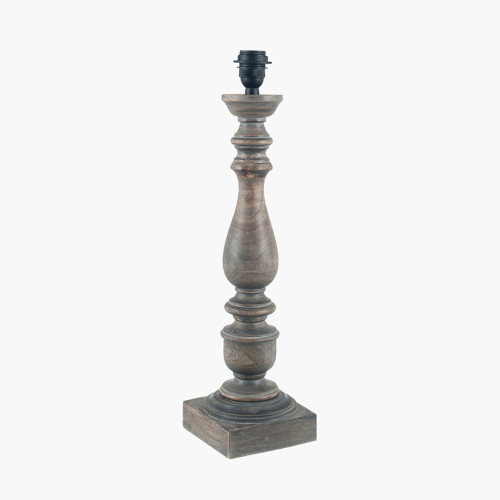 Pacific Lifestyle Alia Grey Wash Turned Mango Wood Table Lamp Base