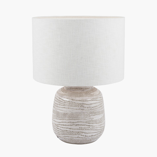 Pacific Lifestyle Alina White Dot Design Small Stoneware Table Lamp Base