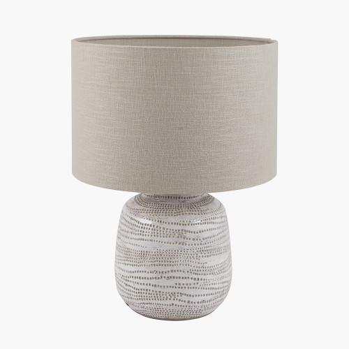 Pacific Lifestyle Alina White Dot Design Small Stoneware Table Lamp Base