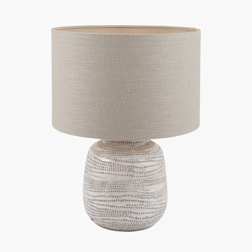 Pacific Lifestyle Alina White Dot Design Small Stoneware Table Lamp Base