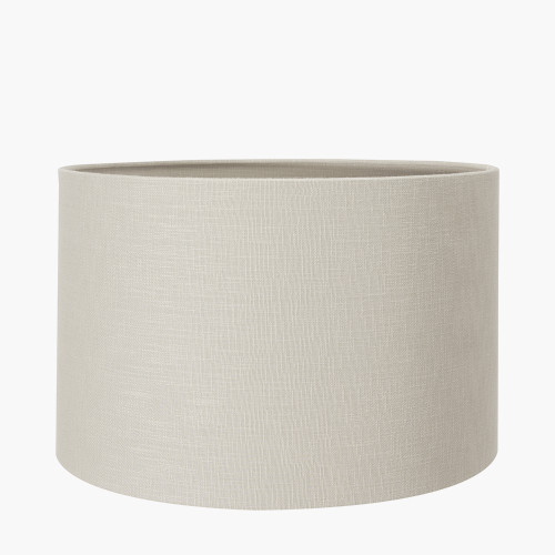 Pacific Lifestyle Alina White Dot Design Stoneware Table Lamp Base With Lino 30cm Grey Self Lined Linen Cylinder Lampshade