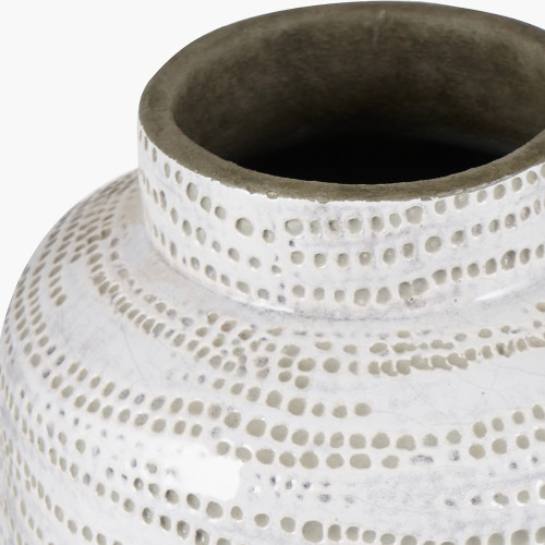 Pacific Lifestyle Alina White Stoneware Dot Design Vase