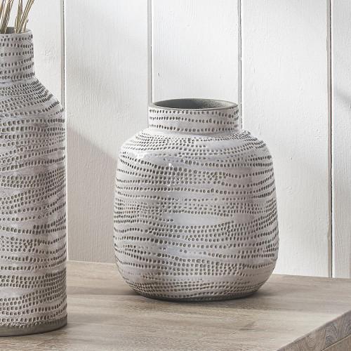 Pacific Lifestyle Alina White Stoneware Dot Design Vase