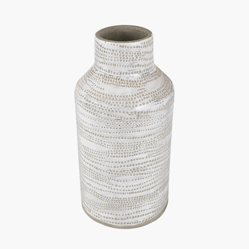 Pacific Lifestyle Alina White Stoneware Dot Design Vase Tall