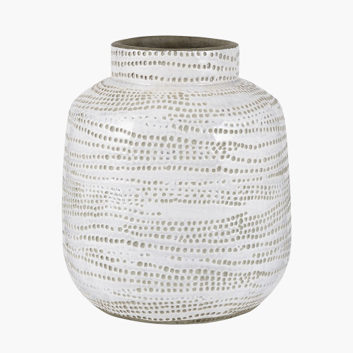 pacific lifestyle Alina White Stoneware Dot Design Vase