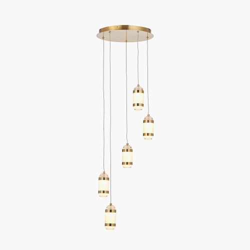 Pacific Lifestyle Alondra Gold Metal And White Glass LED Multi Drop Pendant