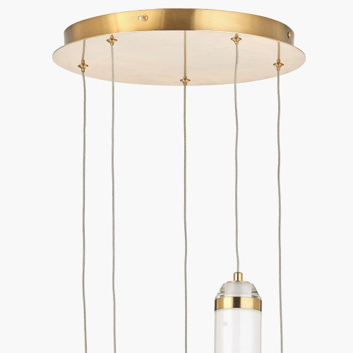 Pacific Lifestyle Alondra Gold Metal And White Glass LED Multi Drop Pendant