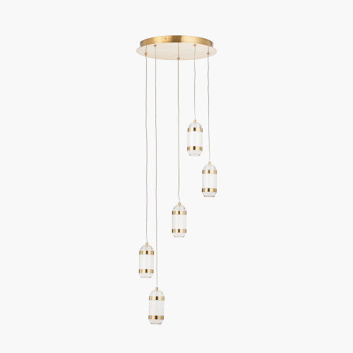 pacific lifestyle Alondra Gold Metal and White Glass LED Multi Drop Pendant