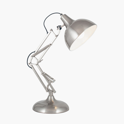 Pacific Lifestyle Alonzo Brushed Chrome Metal Angled Task Table Lamp