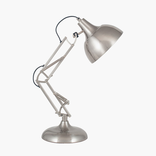 Pacific Lifestyle Alonzo Brushed Chrome Metal Angled Task Table Lamp