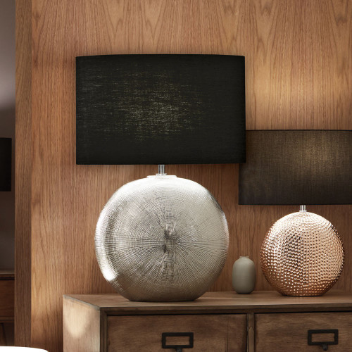 Pacific Lifestyle Alpha Silver Textured Ceramic Table Lamp