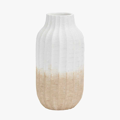 Pacific Lifestyle Amalia Natural And White Stoneware Textured Vase