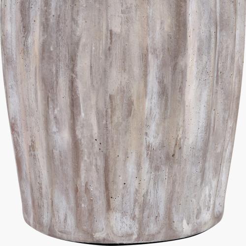 Pacific Lifestyle Ambrosia Natural Grooved Stoneware Table Lamp Base With Lino 35cm White Self Lined Linen Cylinder Lampshade
