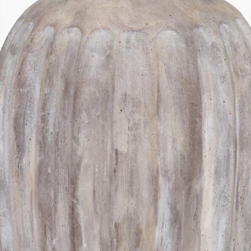 Pacific Lifestyle Ambrosia Natural Grooved Stoneware Table Lamp Base With Vienna 35cm Red Chevron Mushroom Pleat Lampshade
