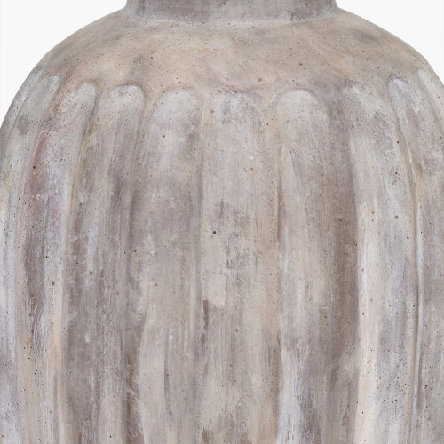 Pacific Lifestyle Ambrosia Natural Grooved Stoneware Table Lamp Base With Vienna 35cm Forest Green Chevron Mushroom Pleat Lampshade