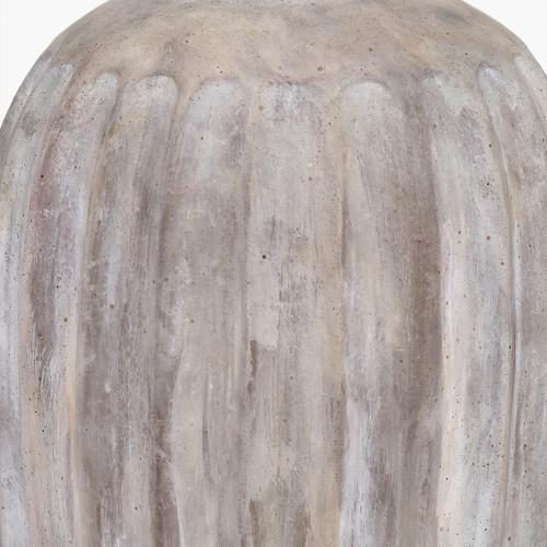 Pacific Lifestyle Ambrosia Natural Grooved Stoneware Table Lamp Base With Lys 35cm White Self Lined Linen Tapered Lampshade