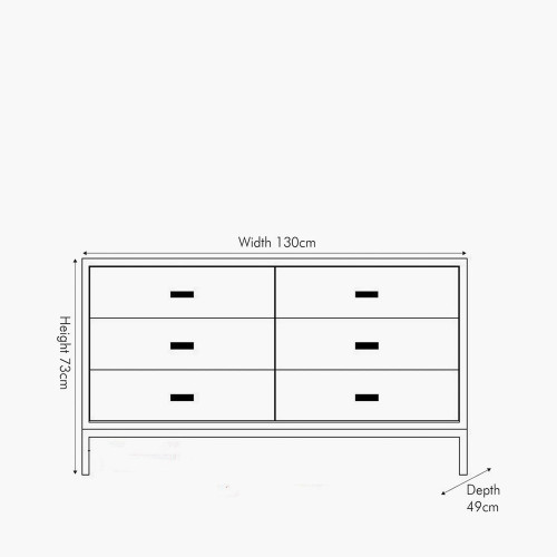 Pacific Lifestyle Ambroso Grey Wash Mango Wood And Silver Metal 6 Drawer Unit