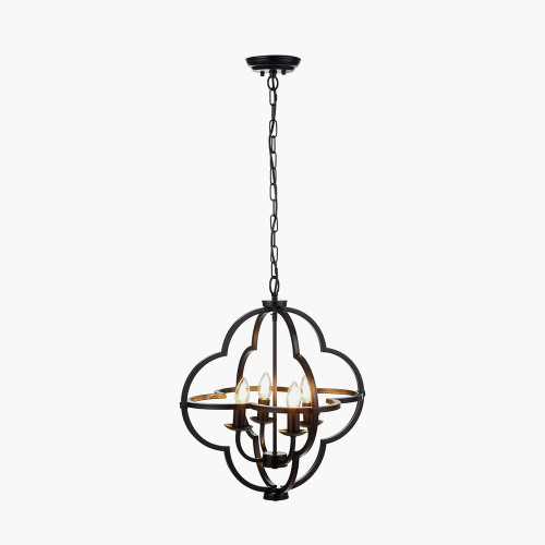 Pacific Lifestyle Amine Black Metal 4 Light Fleur De Lys Pendant