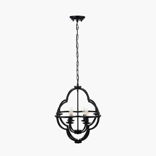 Pacific Lifestyle Amine Black Metal 4 Light Fleur De Lys Pendant