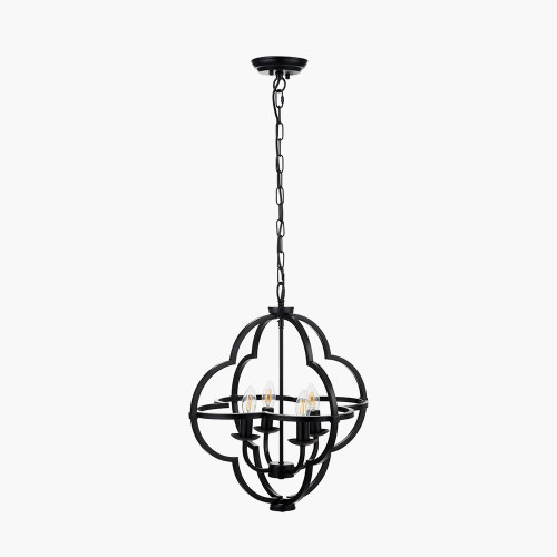 Pacific Lifestyle Amine Black Metal 4 Light Fleur De Lys Pendant