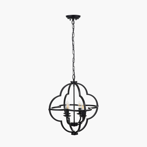 pacific lifestyle Amine Black Metal 4 Light Fleur De Lys Pendant