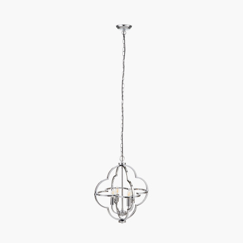 Pacific Lifestyle Amine Chrome Metal 4 Light Fleur De Lys Pendant